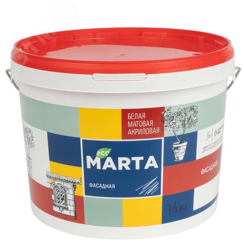 Изображение товара Краска фасадная белая 14кг (шт)