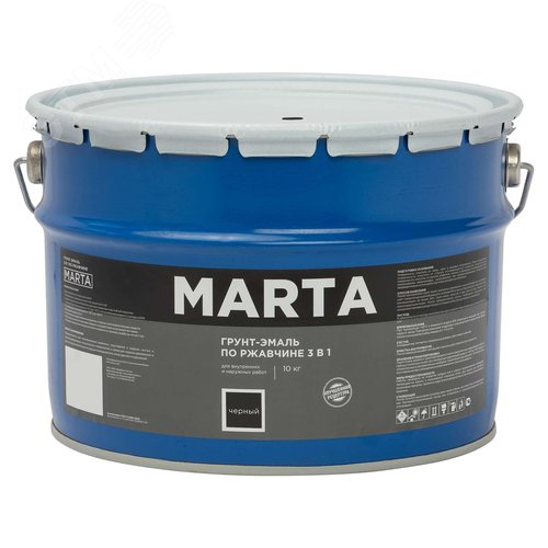 Изображение товара Грунт-эмаль по ржавчине 3в1 черная 10кг (шт)