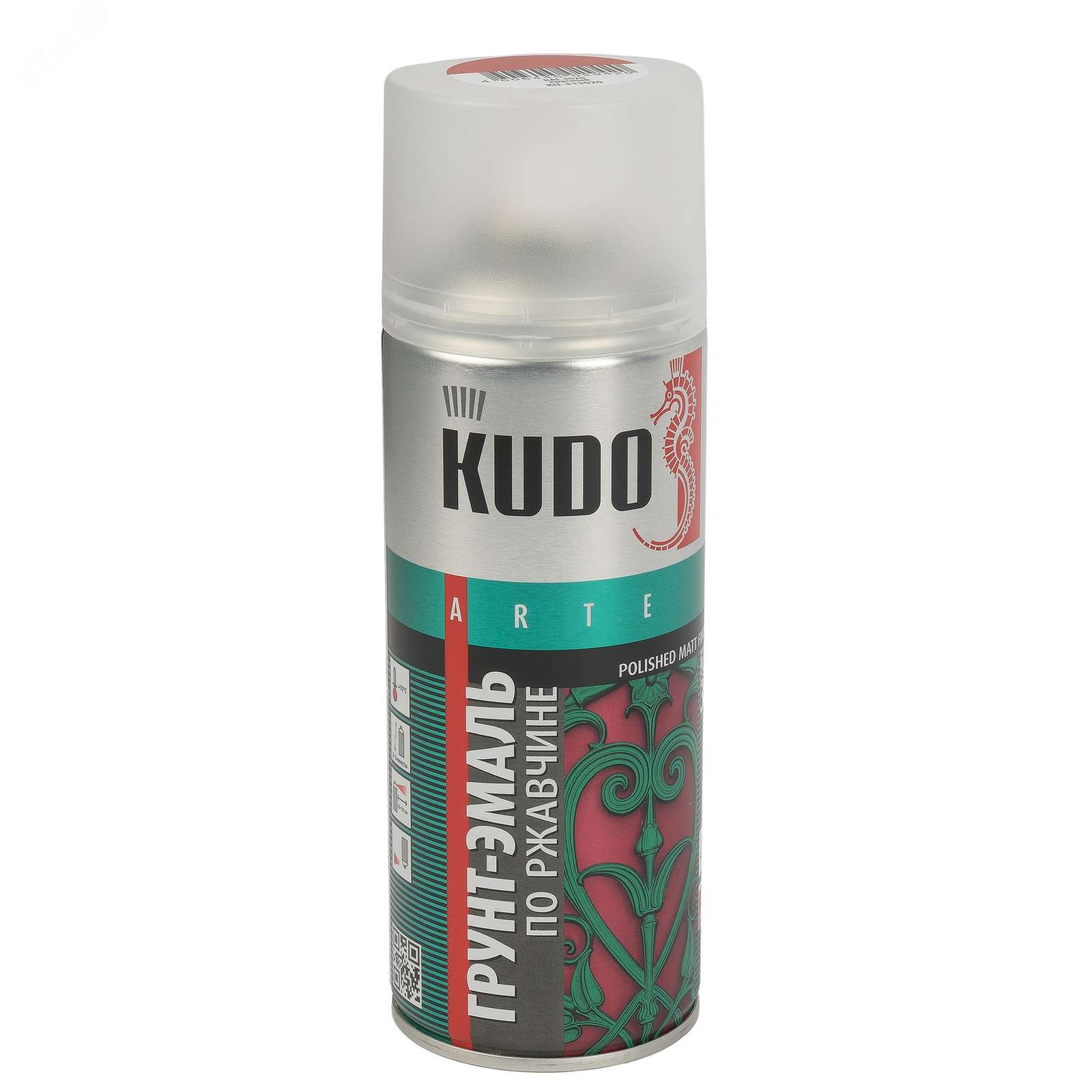 Изображение товара Грунт-эмаль по ржавчине аэрозольная матовая красная 0,52л KUDO