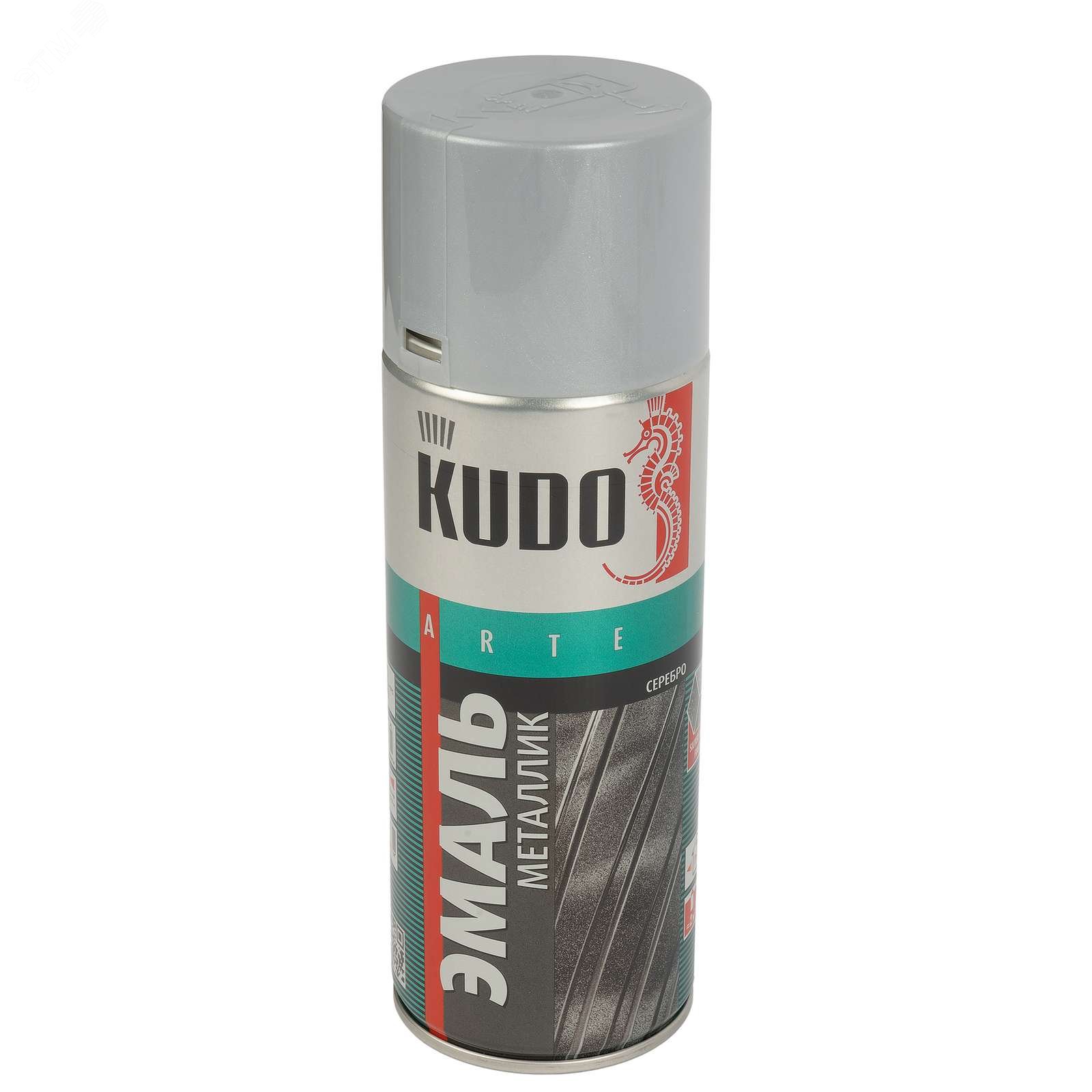 Изображение товара Аэрозольная эмаль акриловая серебро 0,52л KUDO 1026 для декоративных и защитных покрытий