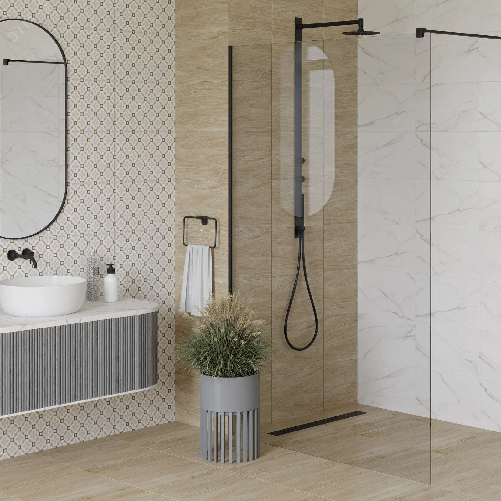 Изображение товара Облицовочная керамическая плитка Микс низ 04 250х400мм бежевый Россия