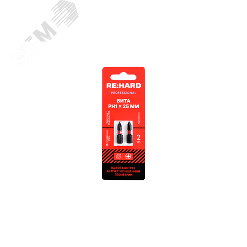 Изображение товара Бита для шуруповерта торсионная (ударная) PH1х25 мм S2, 2 шт. (упак)