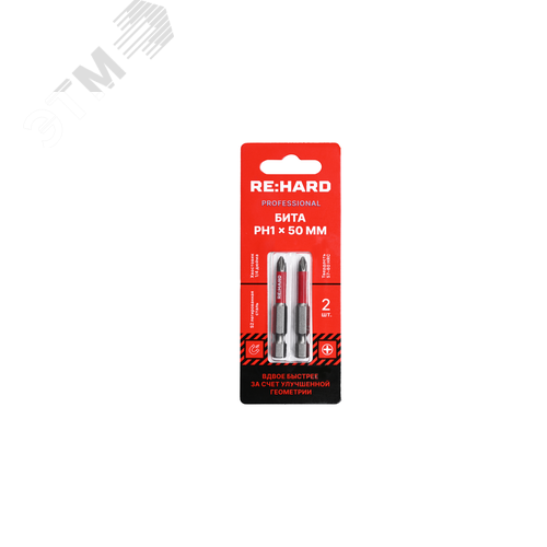 Изображение товара Бита для шуруповерта PH1х50 мм S2, 2 шт. (упак)