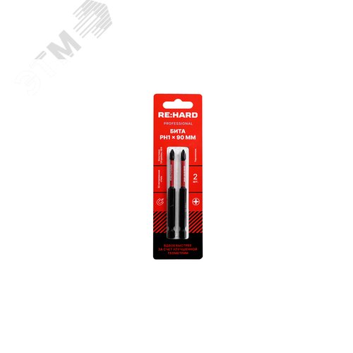 Изображение товара Бита для шуруповерта торсионная (ударная) PH1х90 мм S2, 2 шт. (упак)