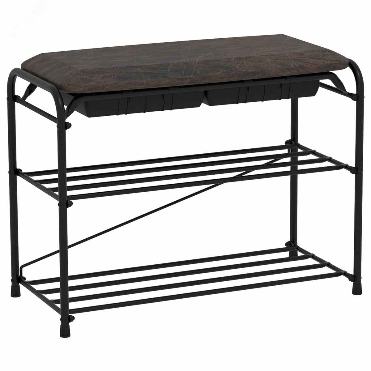 Изображение товара Банкетка для обуви Альфа-23СЯ из металла и кожзама с ящиком