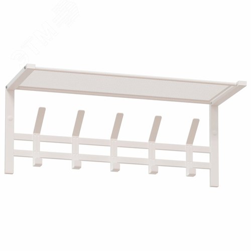 Изображение товара Вешалка настенная с полкой Торонто-21 (в270 х ш670 х г270 мм), 5 крючков, металл, белая (шт)