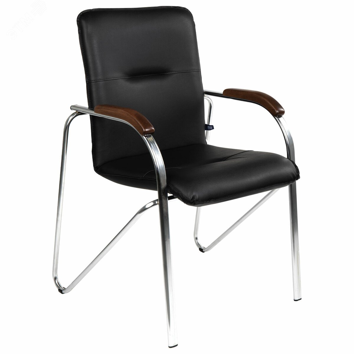 Изображение товара Кресло для переговорных Samba, кожзам черный, хромированная рама