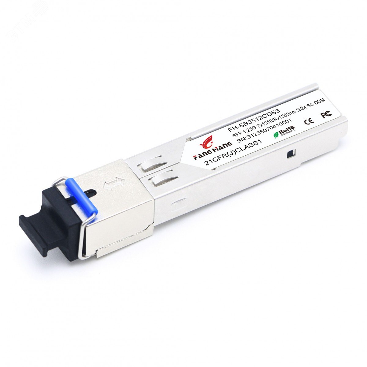 Изображение товара Модуль SFP 1,25 GE, 3 км, SM, 1 волокно, комплектTX/RX 1310/1550 SC, DDM (шт)