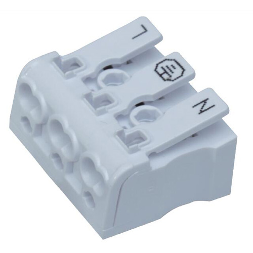 Клеммник 3 конт. зажимн. (марк. L /Земля/N) ш. 10.0 мм, с заземл. (2.5 кв.мм)