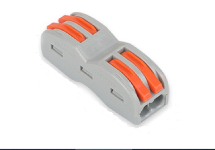 Клеммник 2 конт. (оранж.клав.) зажимн.электромонт. проходн., сер. (2.5кв.мм)