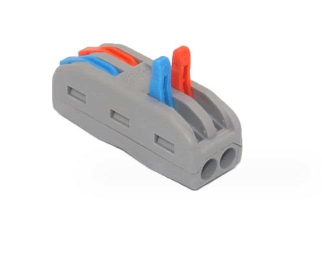 Клеммник 2 конт. (крас./син.клав.) зажимн.электромонт. проходной (2.5кв.мм)
