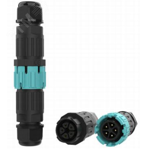 Изображение товара "Коннектор кабельный 5 конт. ""вилка - гнездо"" электромонт. IP68, для соед. 2-х кабелей (сеч. пров. 0.5 - 1.5 кв.мм/ под винтовые зажимы), кабель-вводы под диам. 7.0 - 10.0 мм (с уплотн.), до 450В/16А макс. (черн. изол. PA66), от - 40 до + 105 (шт)