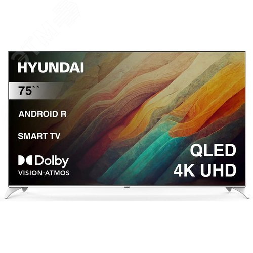 Изображение товара Телевизор QLED 75'' Android TV Frameless 4K Ultra HD 60Hz DVB-T DVB-T2 DVB-C DVB-S DVB-S2 USB WiFi Smart TV, черный/серебристый (шт)