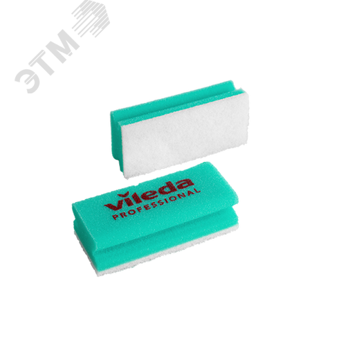 Изображение товара Губка зеленая 15х7 см, мягкая, белый абразив для полировки и очистки деликатных поверхностей (10 шт) (упак)