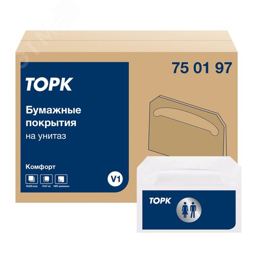Изображение товара Покрытия на унитаз Торк Advanced, белый V1 (250 листов) (упак)