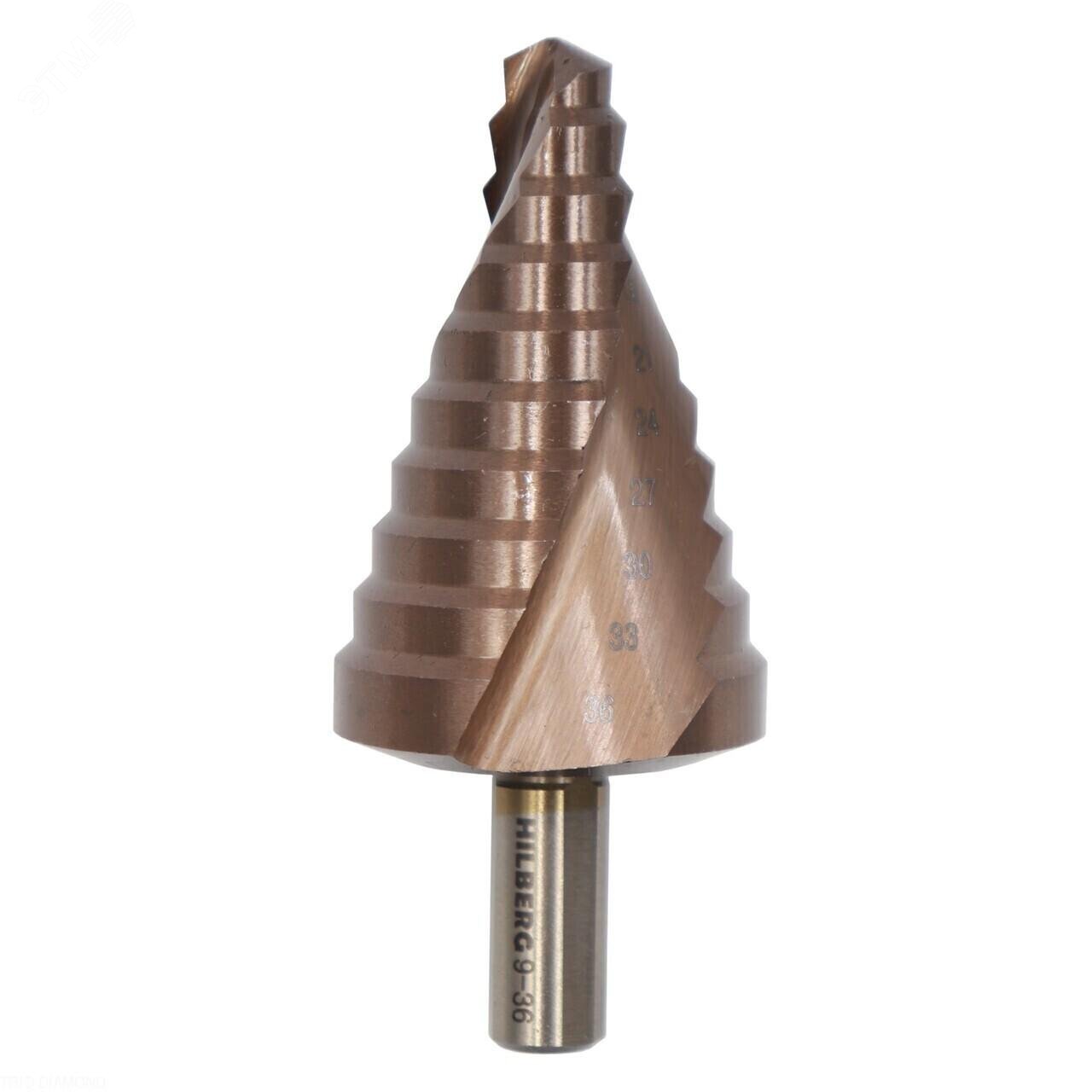 Изображение товара Сверло ступенчатое по металлу 9-36мм Hilberg HSS-COBALT 10 ступеней