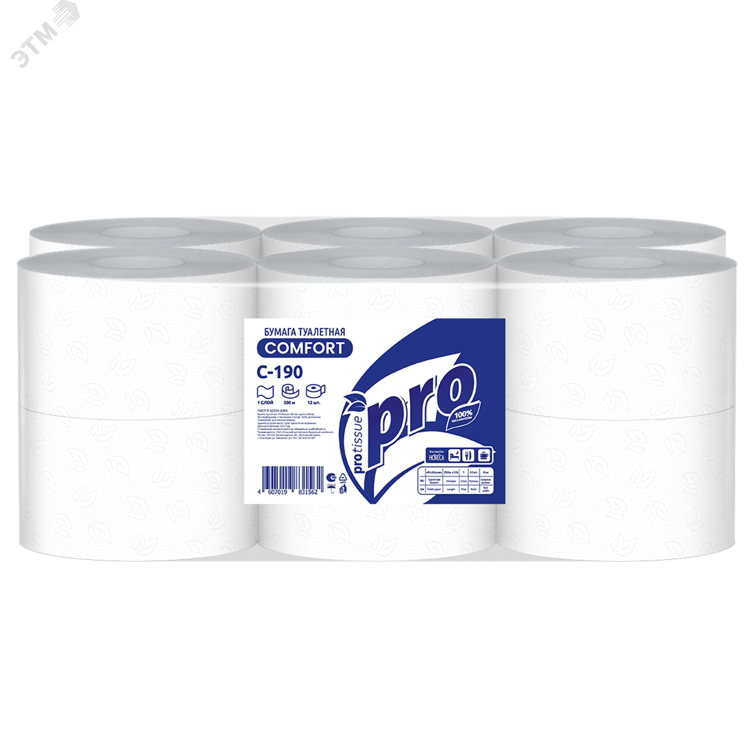 Изображение товара Туалетная бумага PROfessional однослойная, 12 рулонов по 200 м (упак)