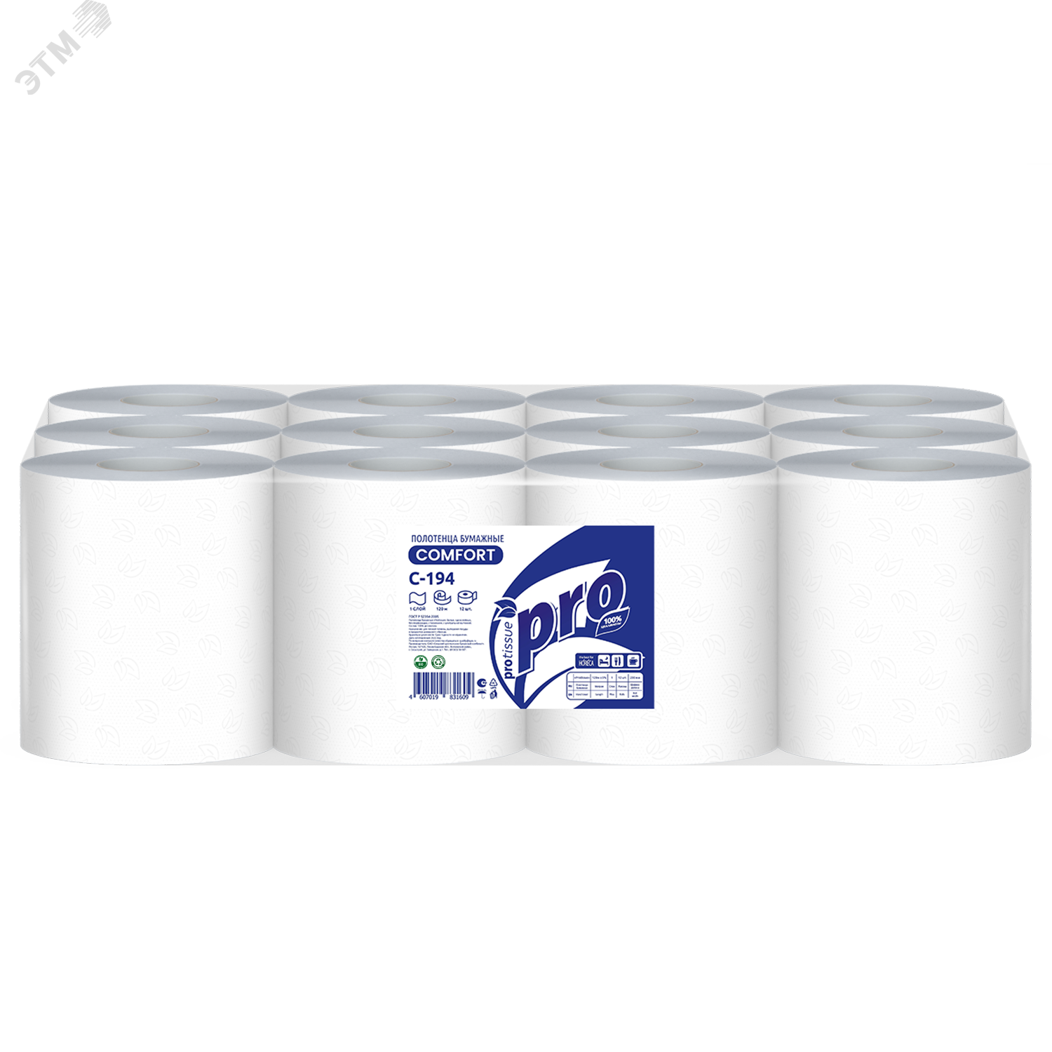 Изображение товара Protissue однослойные полотенца с центральной вытяжкой, 12 рулонов по 120 м