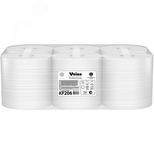 Изображение товара Полотенца для рук с центральной вытяжкой Veiro Professional Comfort, двуслойные, 6 рулонов по 180 метров (упак)
