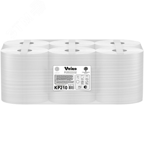 Изображение товара Полотенца для рук с центральной вытяжкой Veiro Professional Comfort, однослойные, 6 рулонов по 200 метров (упак)