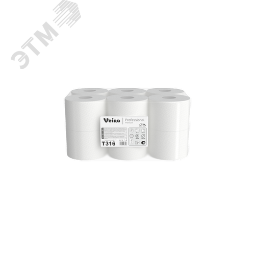 Изображение товара Туалетная бумага Veiro Professional Premium двуслойная, 12 рулонов по 50 метров (упак)