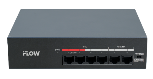 Коммутатор неуправляемый 4x100Мбит/с (RJ45 с PoE) , 2x100Мбит/с (RJ45) 35Вт