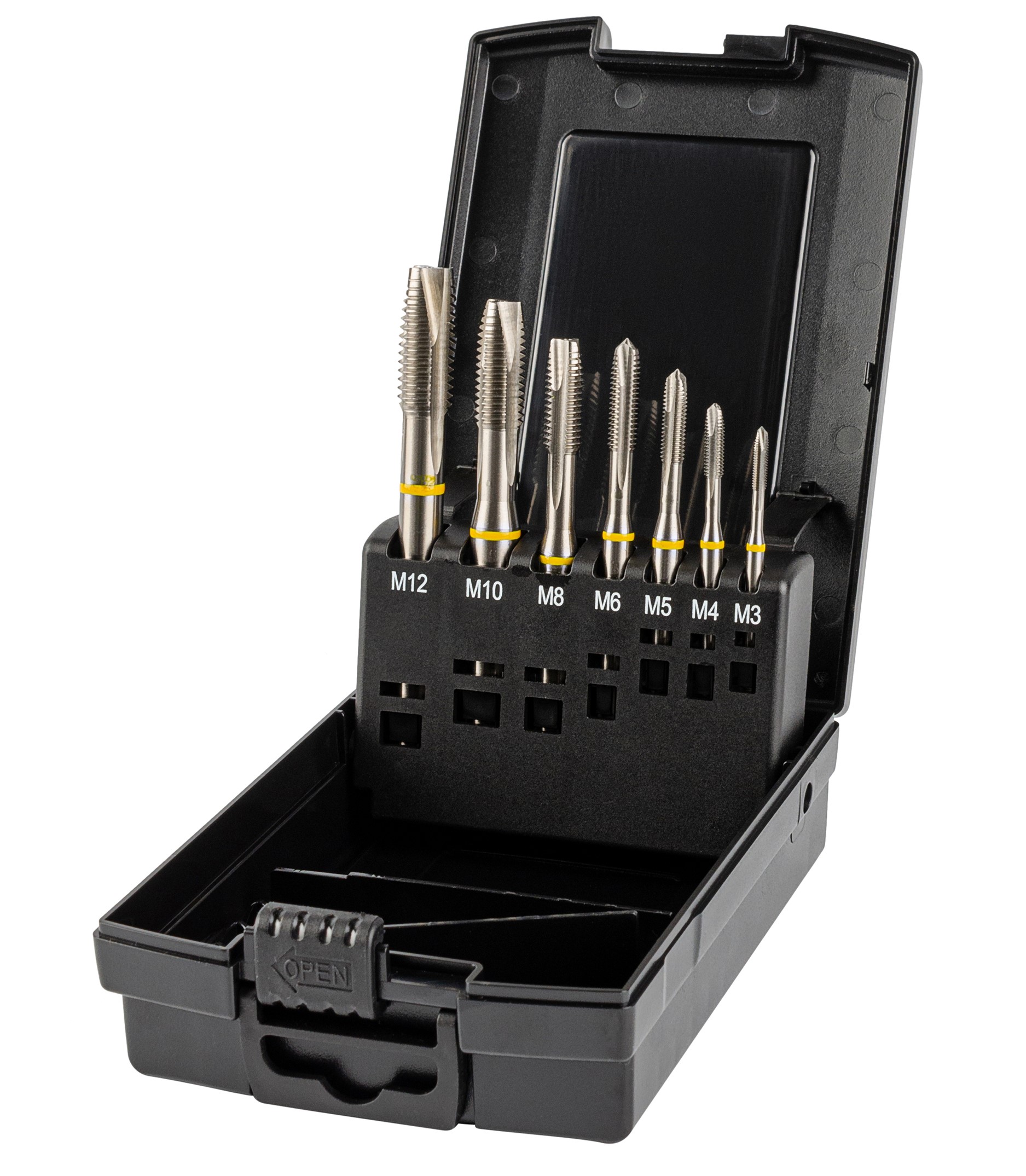 Набор метчиков машинных YELLOW RING HSS-E, DIN 371,376, Тип B, 7 предметов, M3 -M12