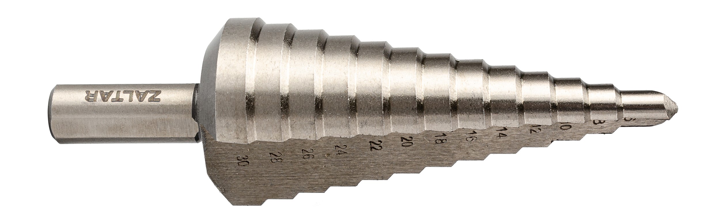 Сверло ступенчатое, HSS, Gr.3, 6-30 мм, прямая канавка, трехплоскостной хвостовик