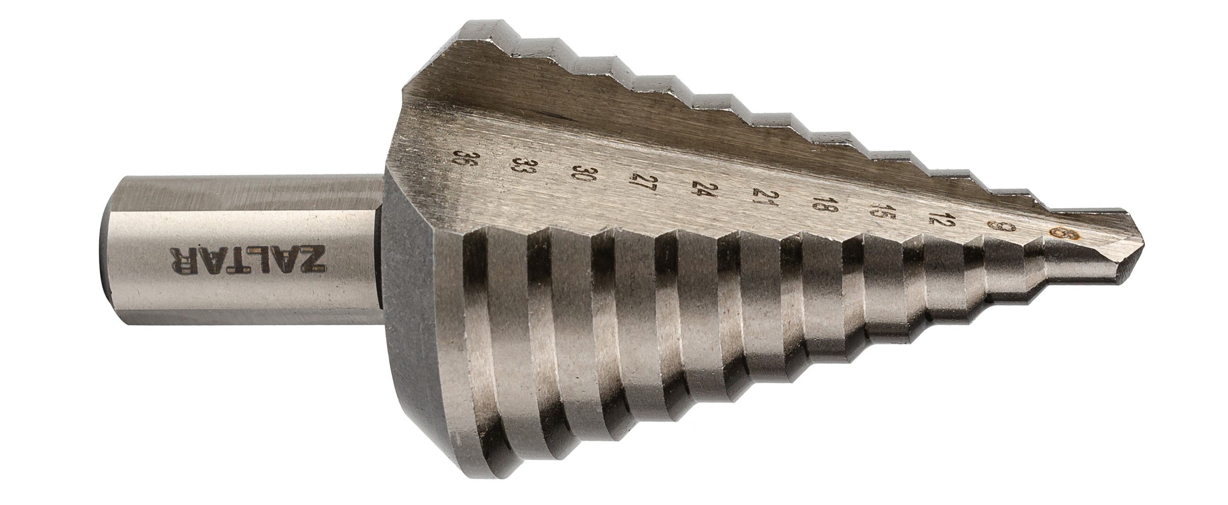 Сверло ступенчатое, HSS, 9-36 мм, прямая канавка, трехплоскостной хвостовик