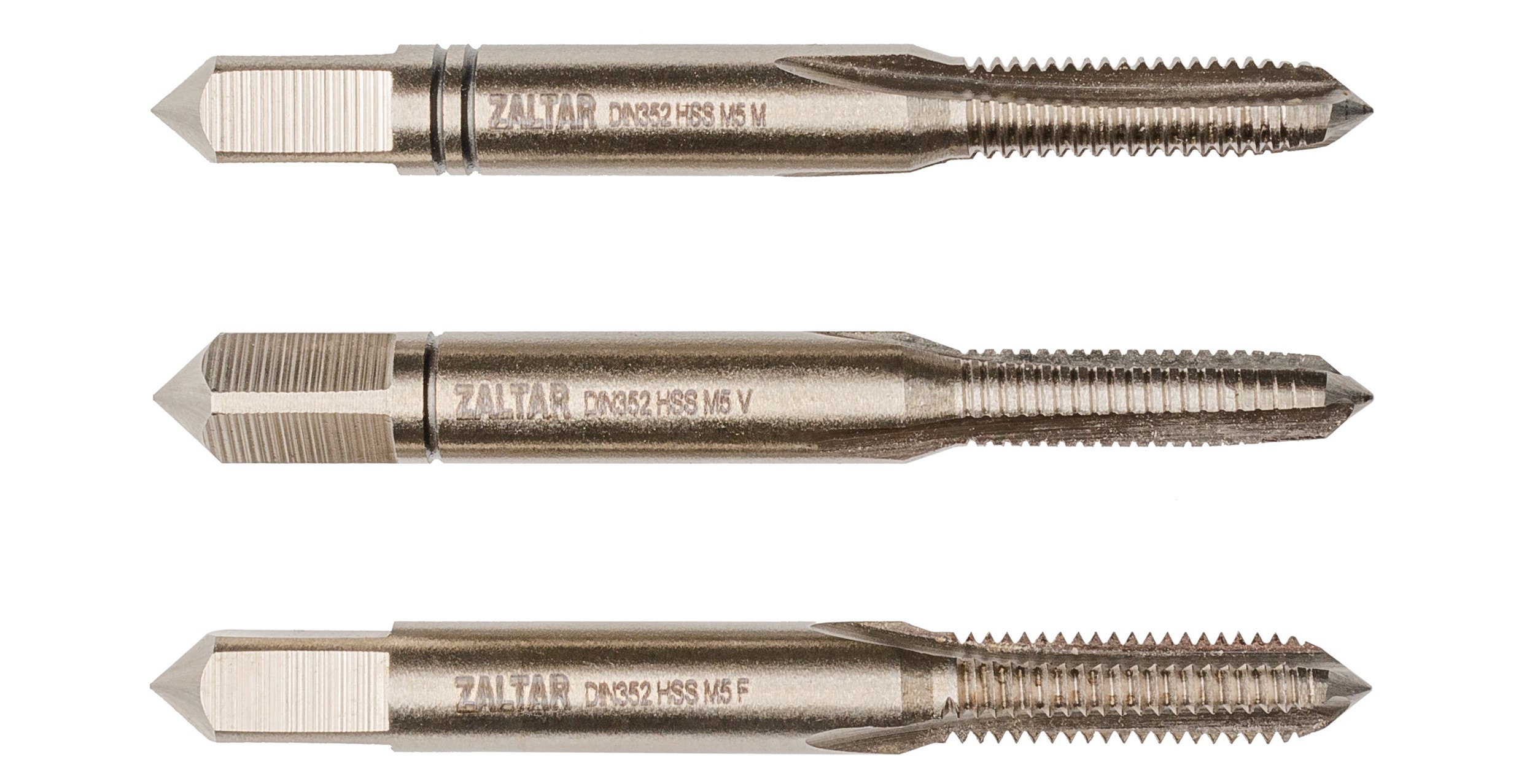 Набор метчиков ручных HSS DIN 352, 3 предмета, N 1,N 2, N 3, M5 x 0,8