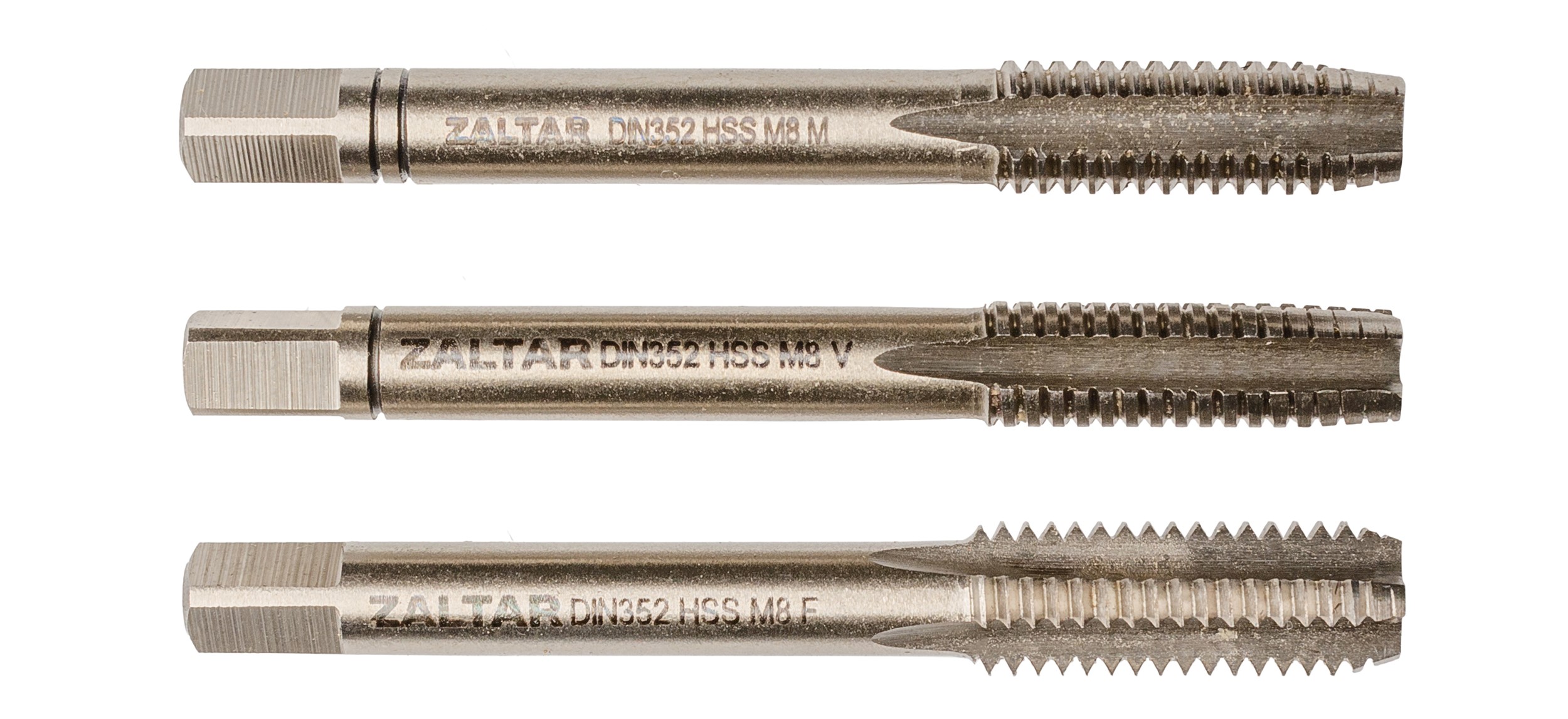 Набор метчиков ручных HSS DIN 352, 3 предмета, N 1,N 2, N 3, M8 x 1,25