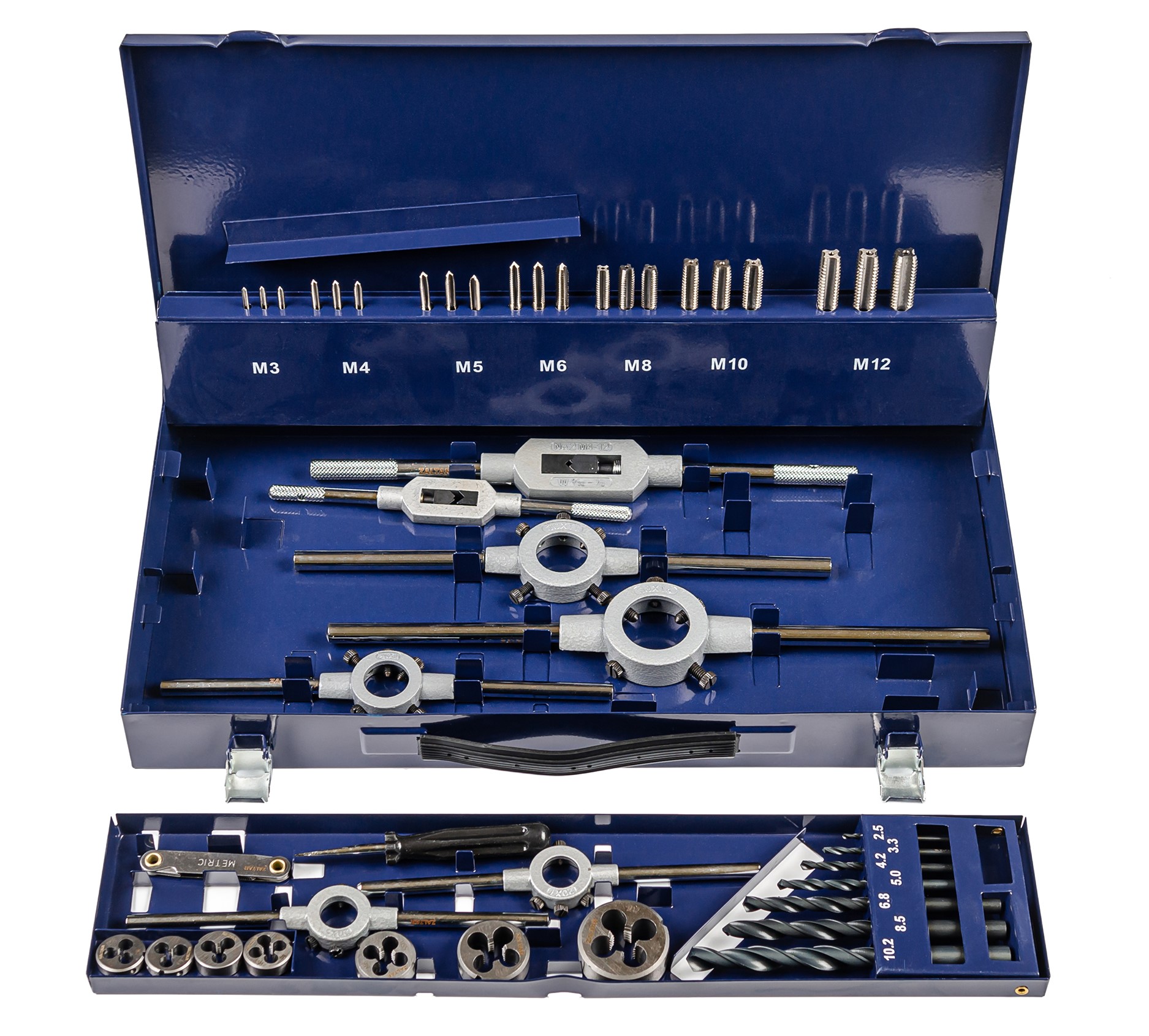 Набор резьбонарезного инструмента 15S HSS, 44 предмета, M3-M4-M5-M6-M8-M10-M12