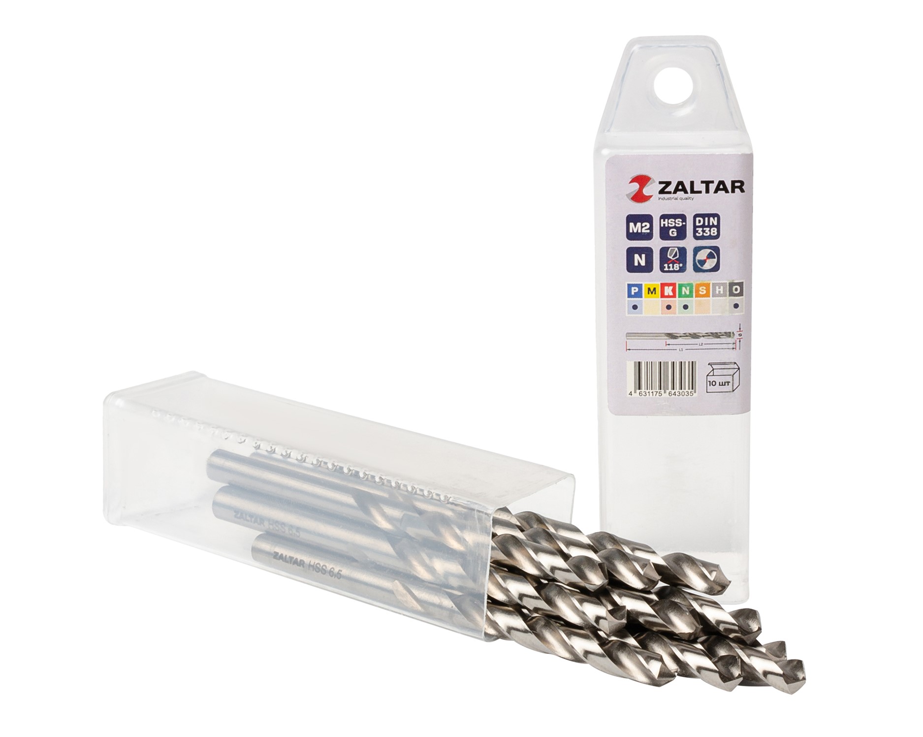 Сверло по металлу, индустриальное, DIN 338, HSS-G, Тип N, 5xD, 6,50 мм, (1 комплект-10 шт)