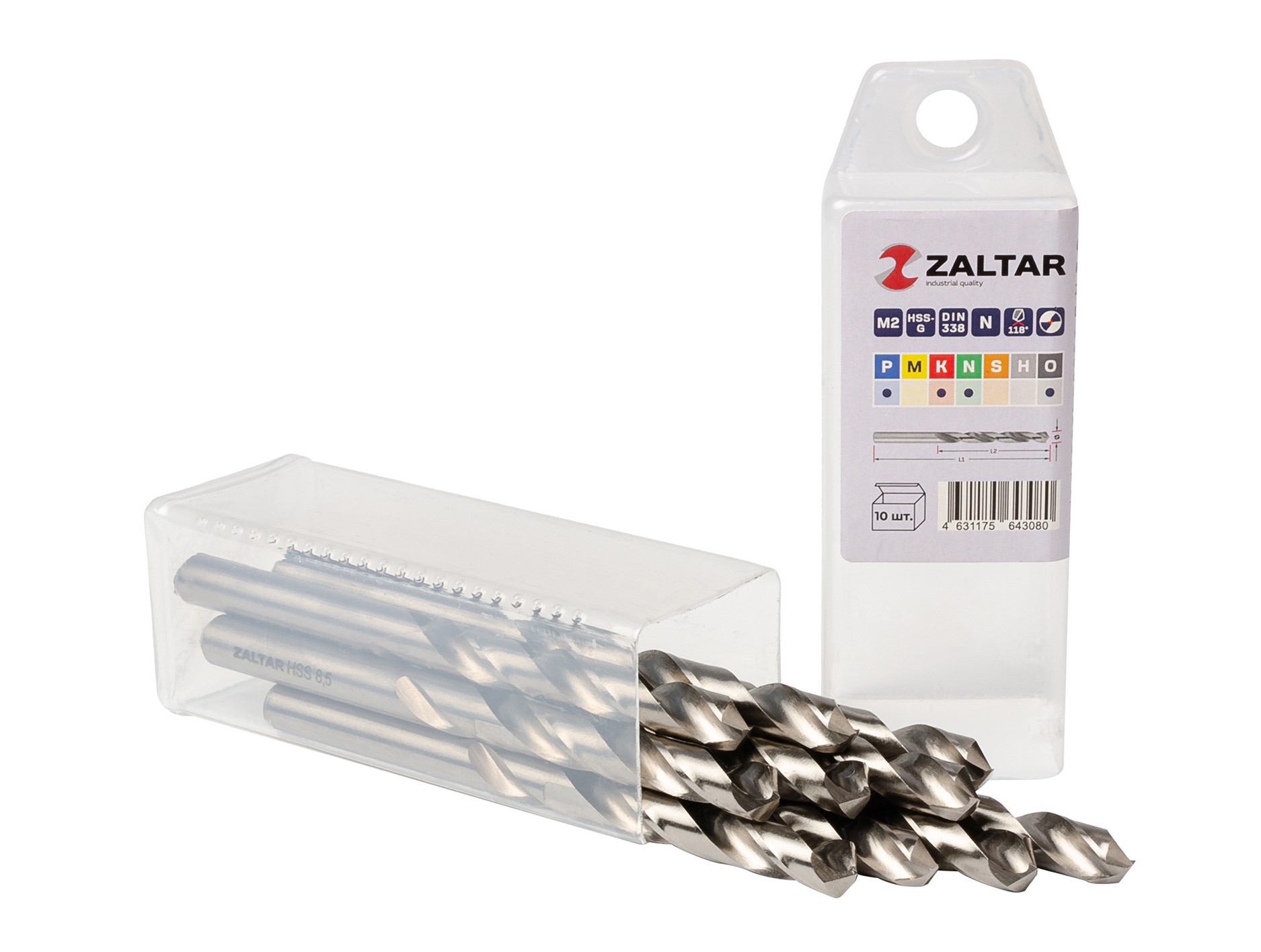 Сверло по металлу, индустриальное, DIN 338, HSS-G, Тип N, 5xD, 8,50 мм, (1 комплект-10 шт)