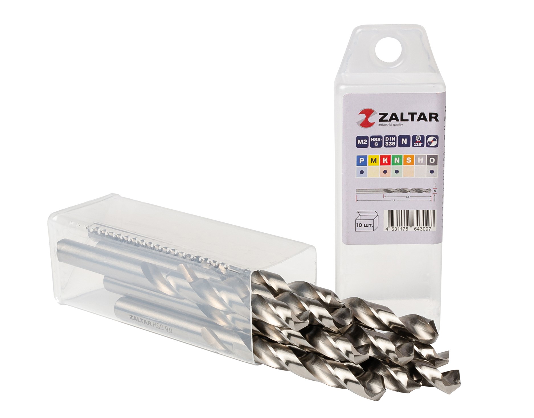 Сверло по металлу, индустриальное, DIN 338, HSS-G, Тип N, 5xD, 9,00 мм, (1 комплект-10 шт)