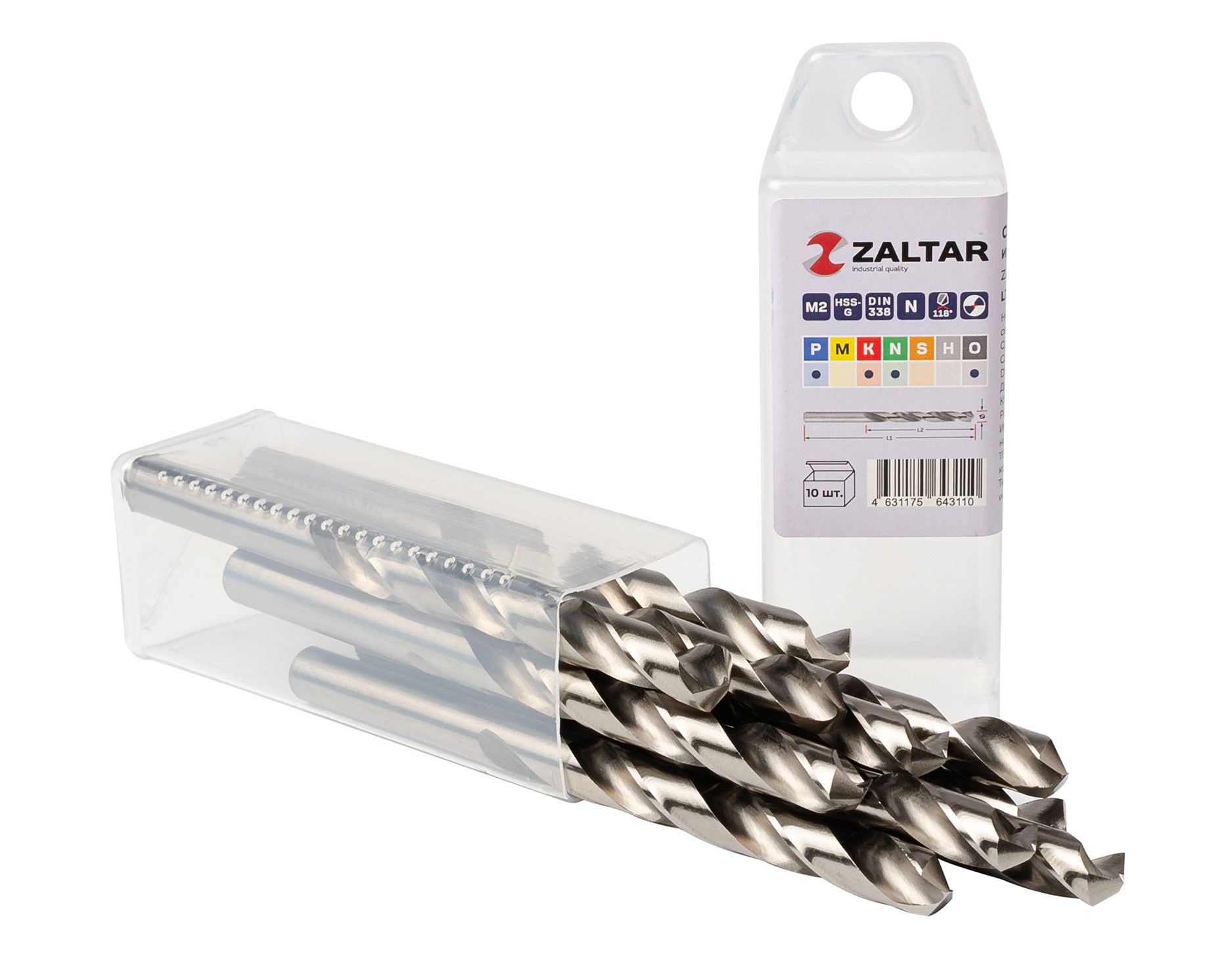 Сверло по металлу, индустриальное, DIN 338, HSS-G, Тип N, 5xD, 10,00 мм, (1 комплект-10 шт)