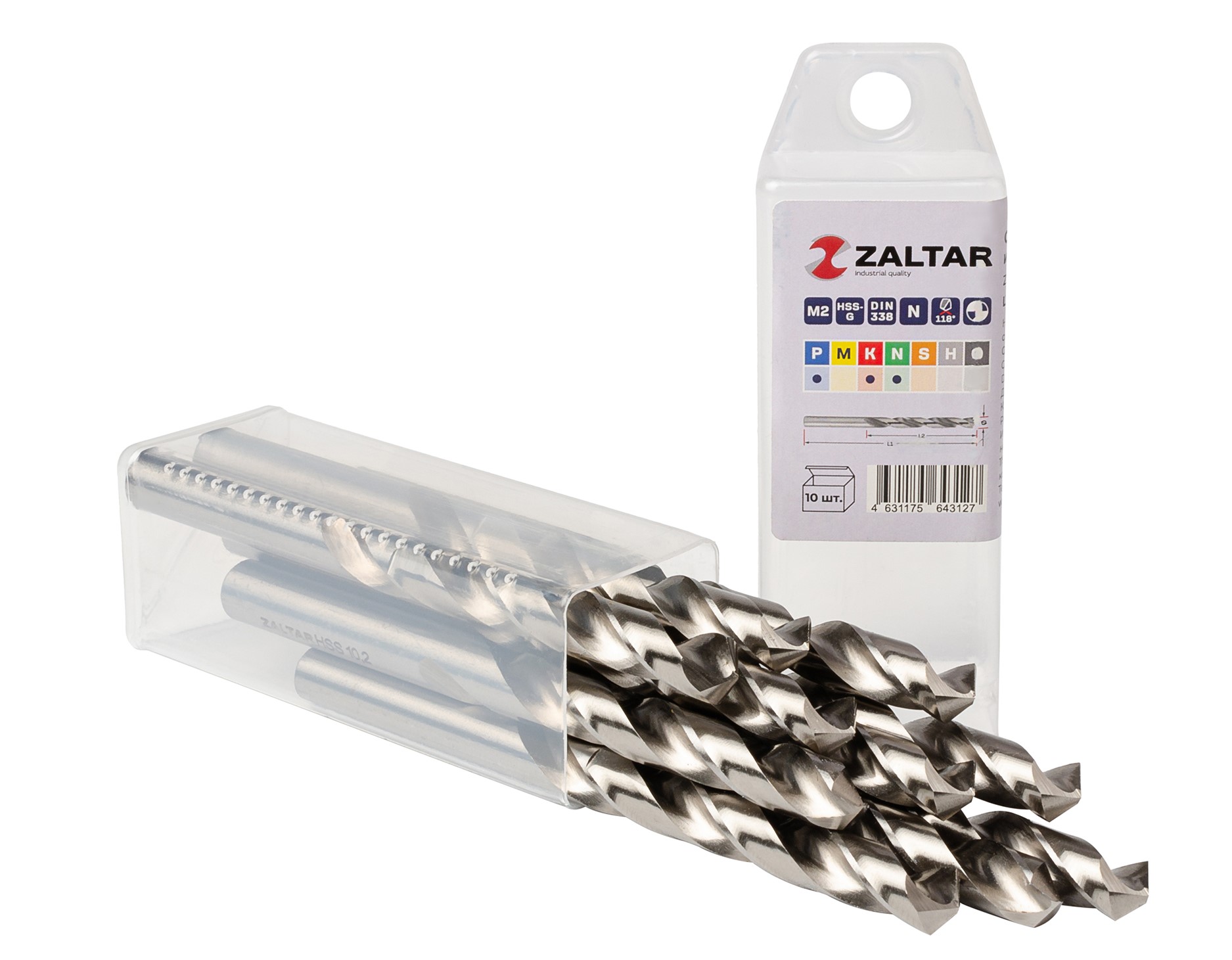 Сверло по металлу, индустриальное, DIN 338, HSS-G, Тип N, 5xD, 10,20 мм, (1 комплект-10 шт)