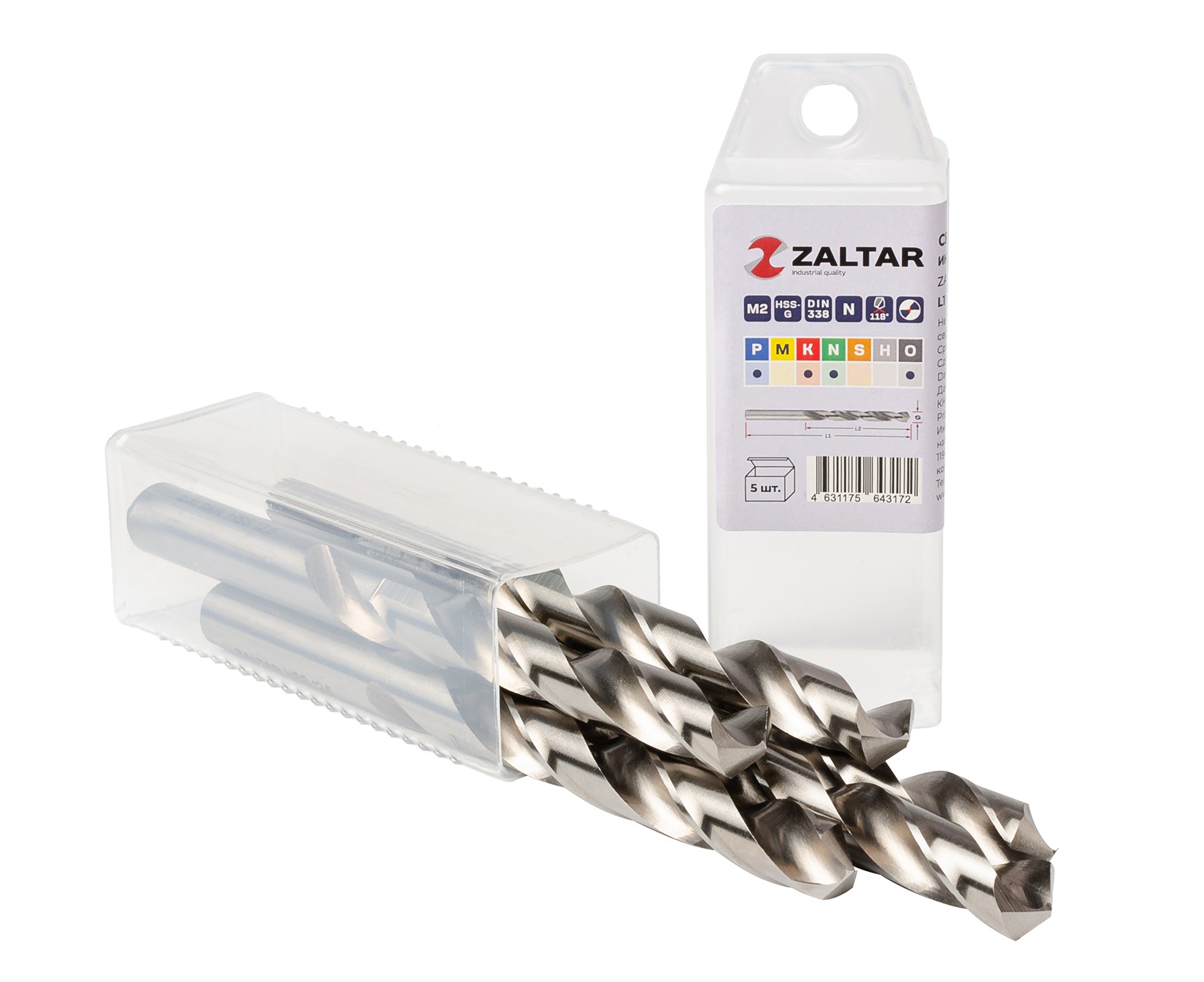 Сверло по металлу, индустриальное, DIN 338, HSS-G, Тип N, 5xD, 12,50 мм, (1 комплект-5 шт)