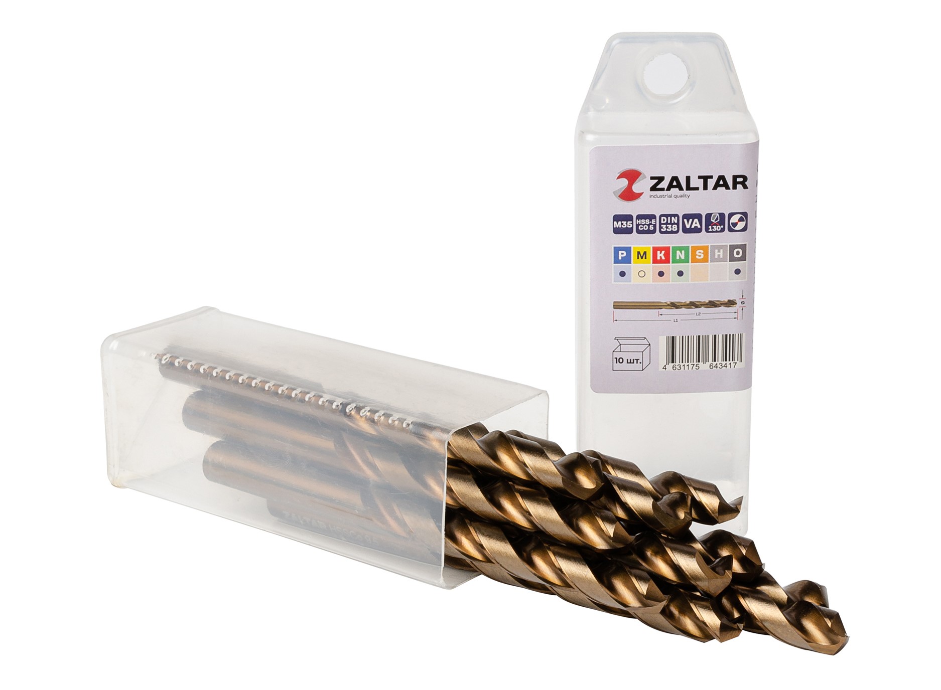 Сверло по металлу, индустриальное, DIN 338, HSS-E Co5, Тип VA, 5xD, 9,50 мм, (1 комплект-10 шт)