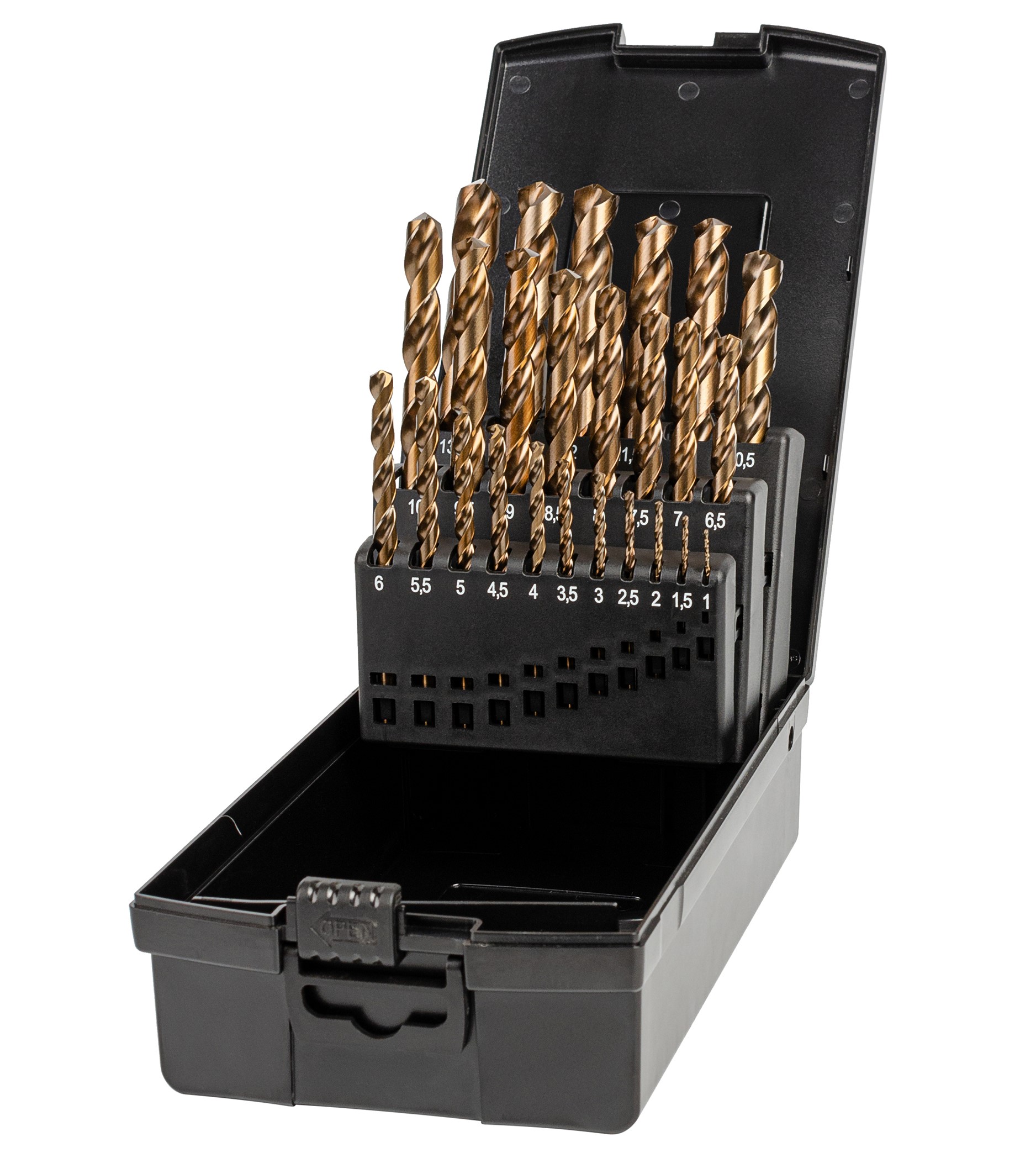 Набор сверл по металлу, индустриальных, 25 предметов, 1,0-13,0 мм x 0,5, DIN 338, HSS-E Co5, Тип VA, 5xD