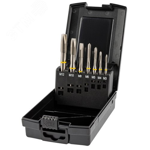 Изображение товара Набор метчиков машинных YELLOW RING HSS-E, DIN 371,376, Тип B, 7 предметов, M3 -M12 (шт)