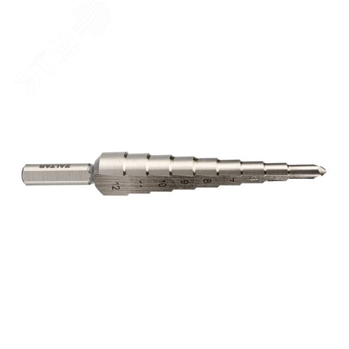 Сверло ступенчатое, HSS, Gr.1, 4-12 мм, прямая канавка, трехплоскостной хвостовик - фото 1