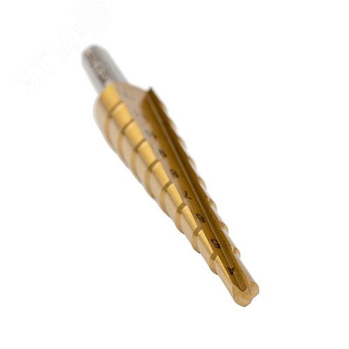 Сверло ступенчатое, HSS TiN, Gr.1, 4-12 мм, прямая канавка, трехплоскостной хвостовик - фото 2