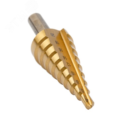 Сверло ступенчатое, HSS TiN, Gr.2, 4-20 мм, прямая канавка, трехплоскостной хвостовик - фото 2