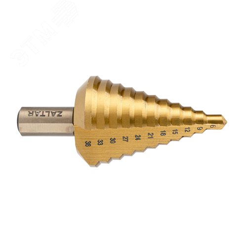 Сверло ступенчатое, HSS TiN, 9-36 мм, прямая канавка, трехплоскостной хвостовик - фото 1