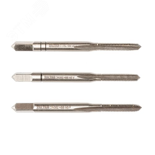 Изображение товара Набор метчиков ручных HSS DIN 352, 3 предмета, N 1,N 2, N 3, M3 x 0,5 (шт)