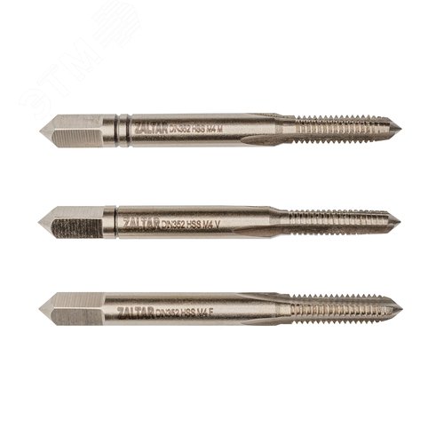 Набор метчиков ручных HSS DIN 352, 3 предмета, N 1,N 2, N 3, M4 x 0,7 - фото 1