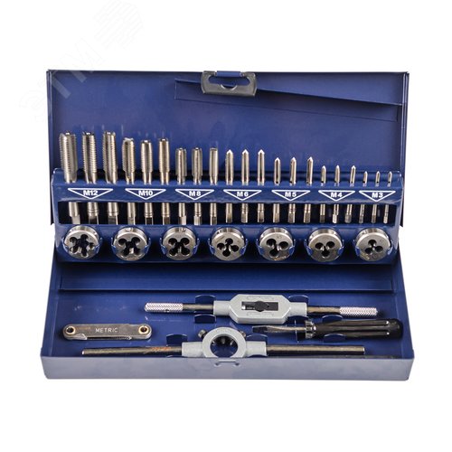 Набор резьбонарезного инструмента CM 15 HSS, 32 предмета, M3-M4-M5-M6-M8-M10-M12 - фото 1