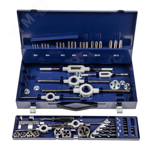 Набор резьбонарезного инструмента 15SF HSS, 51 предмет, M3-M4-M5-M6-M8-M10-M12 - фото 1