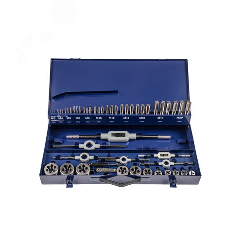 Набор резьбонарезного инструмента STM 35 HSS, 54 предмета, M3-M4-M5-M6-M8-M10-M12-M14-M16-M18-M20 - фото 2